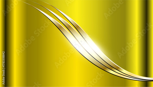 Gold background with wavy pattern, business golden metallic background.