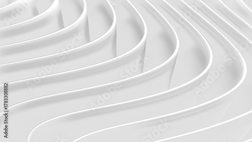 White striped background, 3D lines design, abstract waves, white gray background for business presentations.
