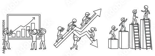 Business team collaborating and climbing to success Vector