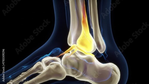 Animated Foot Anatomy Detailed View of Ankle Ligaments and Bone Structure