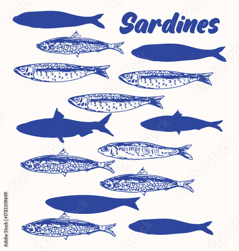 Scandinavian Sardines Pattern Illustration