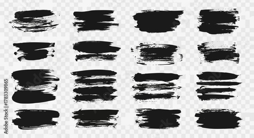 Black Brush Strokes Set of Paint Textures for Creative Design