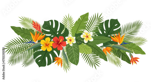 Tropical Flower Arrangement with Exotic Plants and Vibrant Color