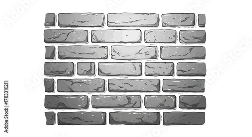 Illustration of a Gray Brick Wall Texture for Backgrounds and Designs