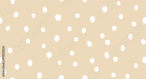Delicate White Spots on Beige Background Pattern, Minimalist Dot Design