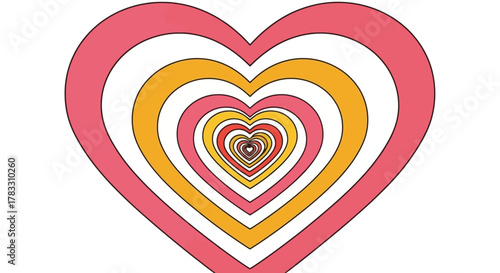 Nested Hearts - A Symbol of Love and Connection with Retro Style