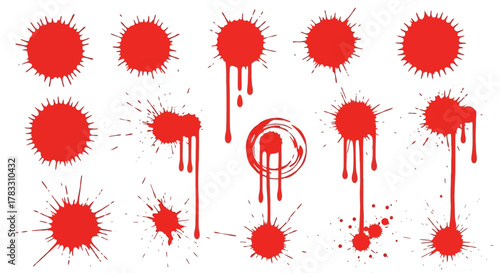 Red Paint Splatters Vector Set for Creative Design Elements