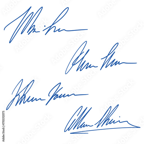 Collection of Blue Ink Signatures Vector
