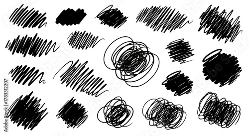 Hatch Marks & Scribbles Black Ink Brushstroke Collection