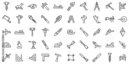 A collection of hand-drawn tool and animal icons showcasing craftsmanship and precision.