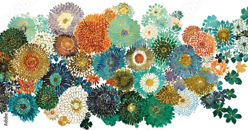 Vetor abstrato de flores coloridas em estilo mosaico vibrante, ideal para design de fundo decorativo e artístico.