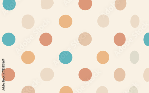 Padrão de bolinhas coloridas em tons pastel sobre fundo claro, ideal para design gráfico.