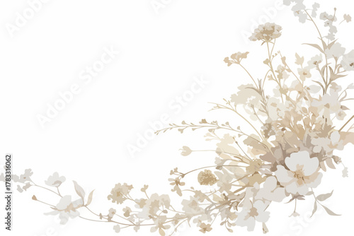 Delicado arranjo de flores em aquarela em tons pastéis com fundo branco para design.