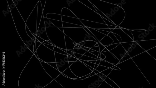 Abstract digital art with thin white curved lines on a black background. Perfect for modern design, minimal backgrounds, posters, or tech-inspired visuals.