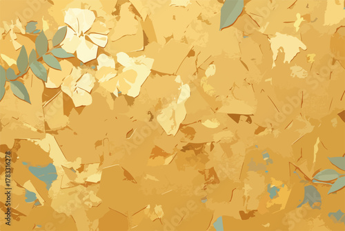 Padrão floral abstrato com tons quentes e elementos botânicos delicados em vetor.