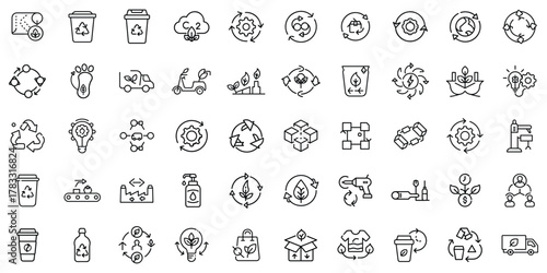 A collection of recycling icons illustrating sustainability and eco-friendly practices.