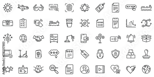 A collection of diverse icons showcasing business, technology, and e-commerce themes.