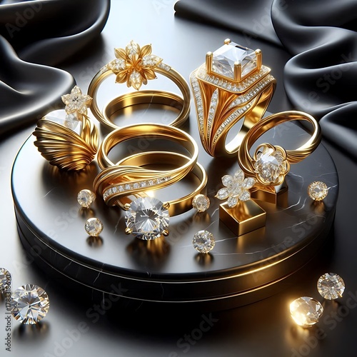 gold jewelry on black back ground