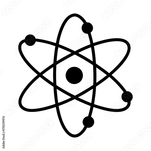 Quantum Atom Network Symbol on White Background.