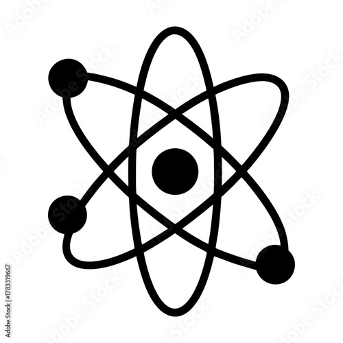 Quantum Technology Atom Orbit Icon Simple on White.