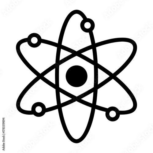 Atomic Orbit Quantum Tech Icon Isolated on White.