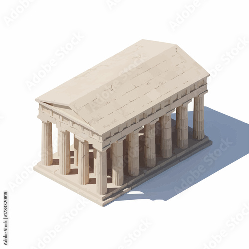 Isometric 3D Parthenon Temple Greece Vector – Ancient Architecture Illustration