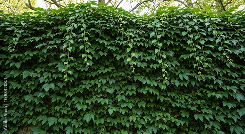 Ivy Growing on Wall Green Foliage Texture Background