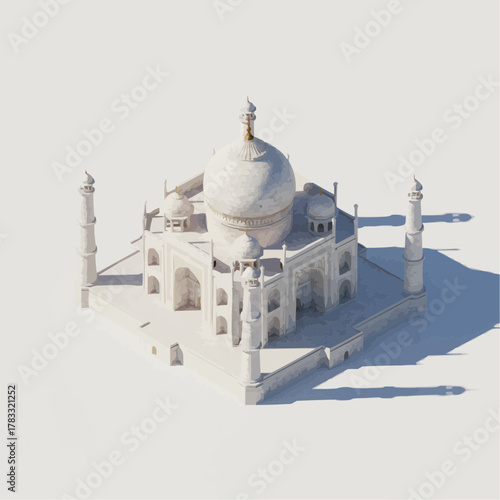Isometric 3D Taj Mahal India Vector – Cultural Heritage Architecture on White
