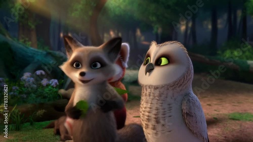 Whimsical Animal Messengers: Charming Creature Characters in Sunlit Forest