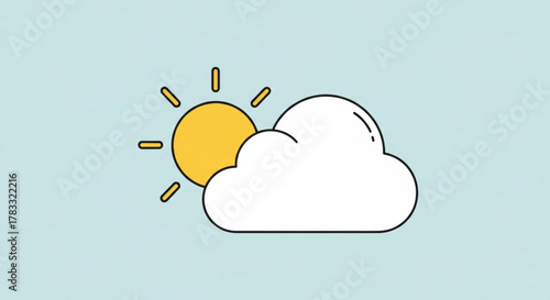 Illustration of partly cloudy weather with sun and cloud icon for weather forecast and meteorology 100