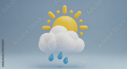 Download weather forecast icon sun and cloud with rain drops vector illustration for free design 100