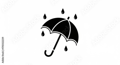 Umbrella rain protection weather forecast symbol graphic vector illustration black and white clip art icon