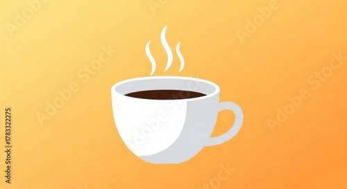 Coffee cup vector graphic illustration for morning coffee break time with hot drink and steam design element