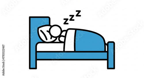 Sleeping well in a bed illustration for sleep cycle and good night rest and dream concept design vector