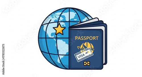 Passport travel visa globe adventure international destination vacation tourism identification document