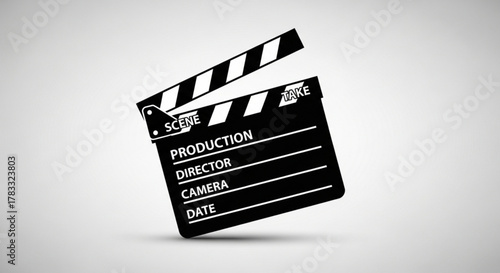 Movie clapperboard vector illustration for film production director camera scene take and date in black and white