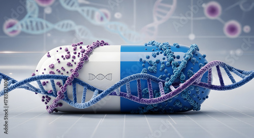 A pill with dna strands symbolizes obesity treatment and metabolic health 12054853 1