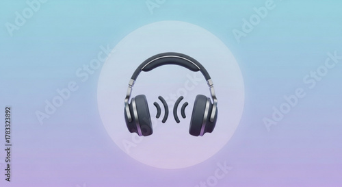 Headphones vector illustration for audio listening music podcast and sound design related projects use 100 char