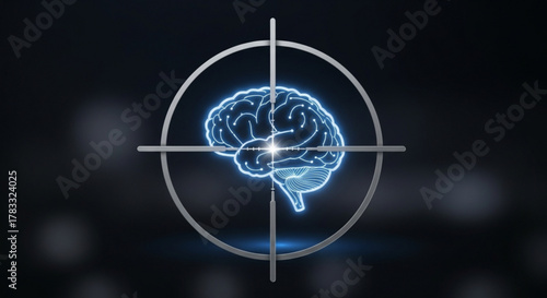Targeting brain power focus mind control mental health concept for business and education success