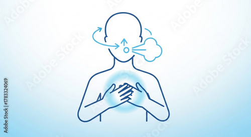 Breathing exercise deep breath illustration for wellness and relaxation mindful breathing technique guide