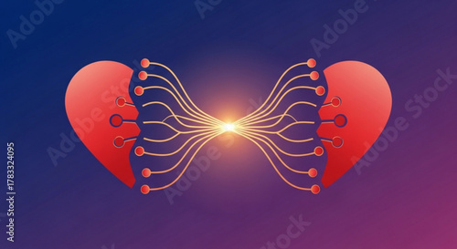Connected hearts technology love digital network relationship connection romance valentine tech hearts