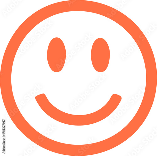 Joyful orange smiley face icon radiating happiness and positive vibes, perfect for expressing delight and good cheer in any context.