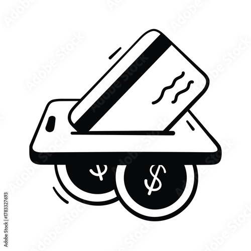 Have a look at this amazing hand drawn icon of mobile payment, online payment