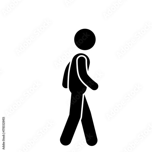 Stick figure walking with relaxed motion.