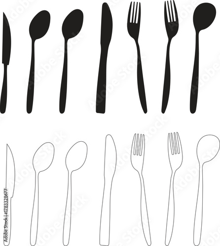 Kitchen Utensil Spoon Silhouette Vector Set