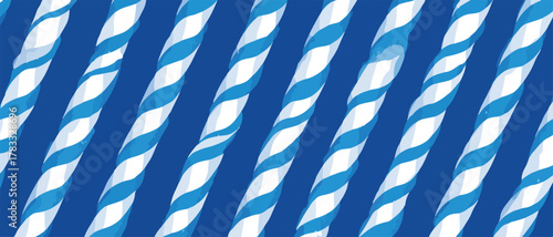 Fondo abstracto de patrón diagonal de rayas azules y blancas, textura de vector de paja