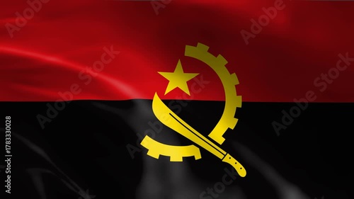 seamless angola flag animation, national day or politics or sport event - 3D rendering - slow motion