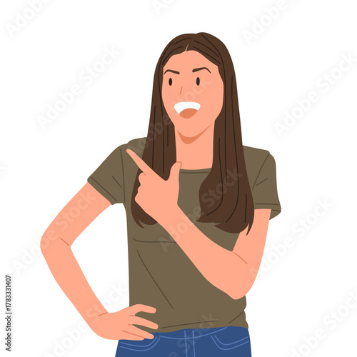 young woman showing different hand gestures and facial expressions, various emotions and signs, flat vector illustration on white background.Good for education,sticker,poster,template and more