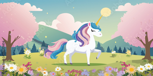 Horse in the garden. horse with flowers