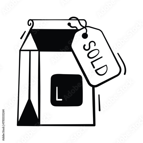 Get this amazing doodle icon of product sold out in trendy style